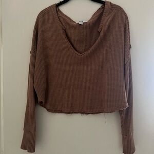 JoyLab Cropped Tan Long Sleeve Top